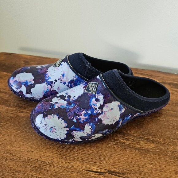 Muck Boots Women’s Muckster II Clog Shoe Garden Rain Wellie’s‎ Purple Floral 10 - Picture 2 of 5
